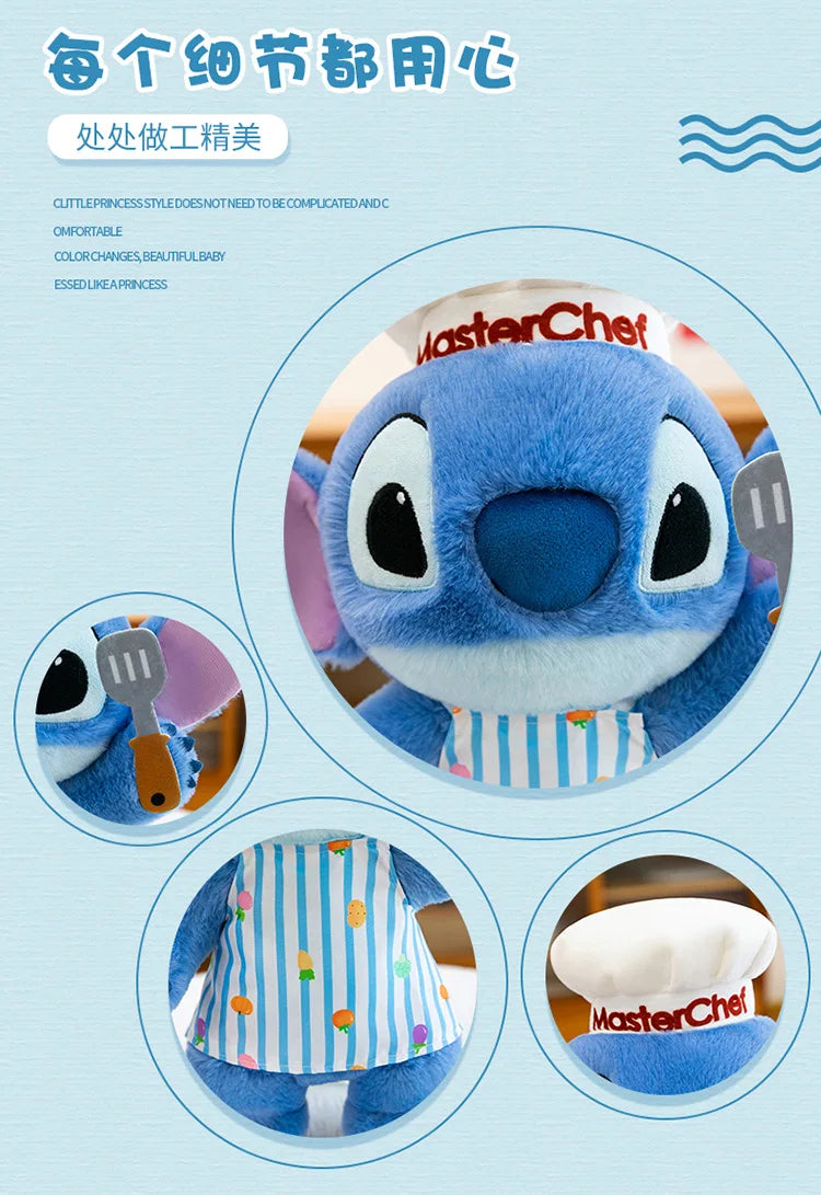 50/60/75cm Big Size Chef Stitch Disney Anime Plush Stuffed Doll Kawaii Room Decoration Plushies Children's Pillow Holiday Gift