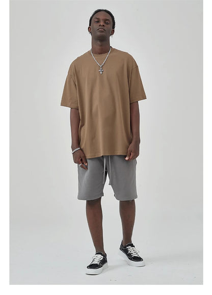 ZODF 2025 Spring Summer Men Solid 100% Cotton T-Shirts Unisex Women Loose 230gsm Noshrink Basic T Shirt Brand Tops HY0151