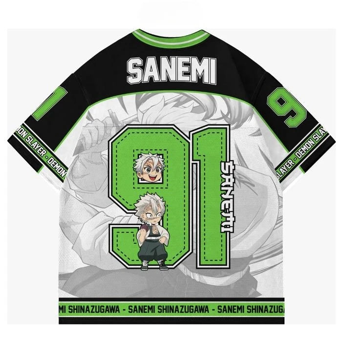 Demon Slayer Sanemi Shinazugawa Anime Series Number 91 Jersey Oversize Kpop Baseball Hockey Outfit Tshirt Daily Unisex Tops Tees