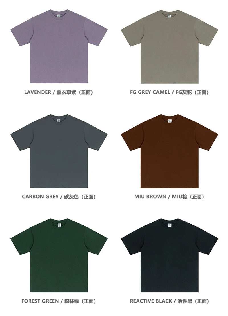 ZODF New 2025 Men Basic Solid 255gsm Cotton T-Shirts Unisex Loose Breathable Comfortable T Shirt Brand Clothes HY0973