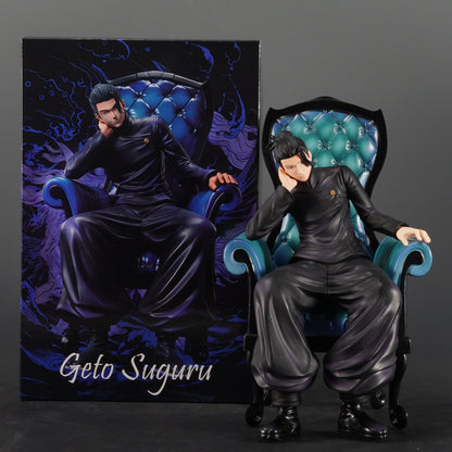 Anime 24cm Gojo Satoru Action Figures Jujutsu Kaisen Geto Suguru Figures Sitting Position PVC Decoration Mode Toys Birthday Gift
