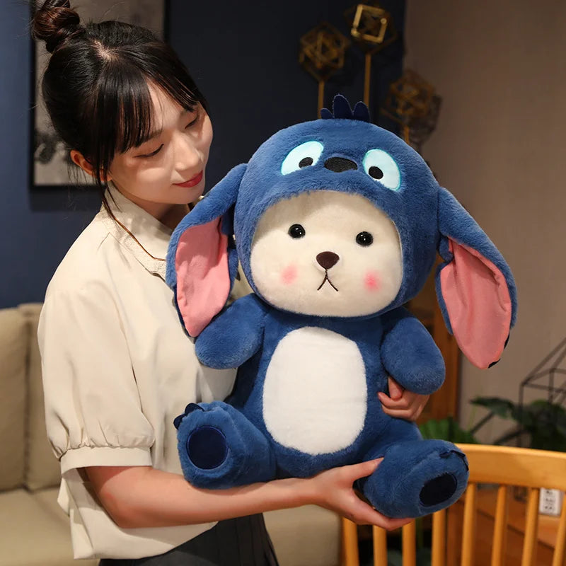 Big Size Cute Bear Turn Into Stitch Cuddly Cushion Lovely Stuffed Anime Throw Pillow Sofa Bed Home Decor Plushies Xmas Gifts