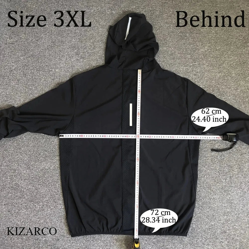 2025 Running Jacket Autumn Reflective Hooded Gradient Color Sportswear Breathable Men and Women Jogging Coat