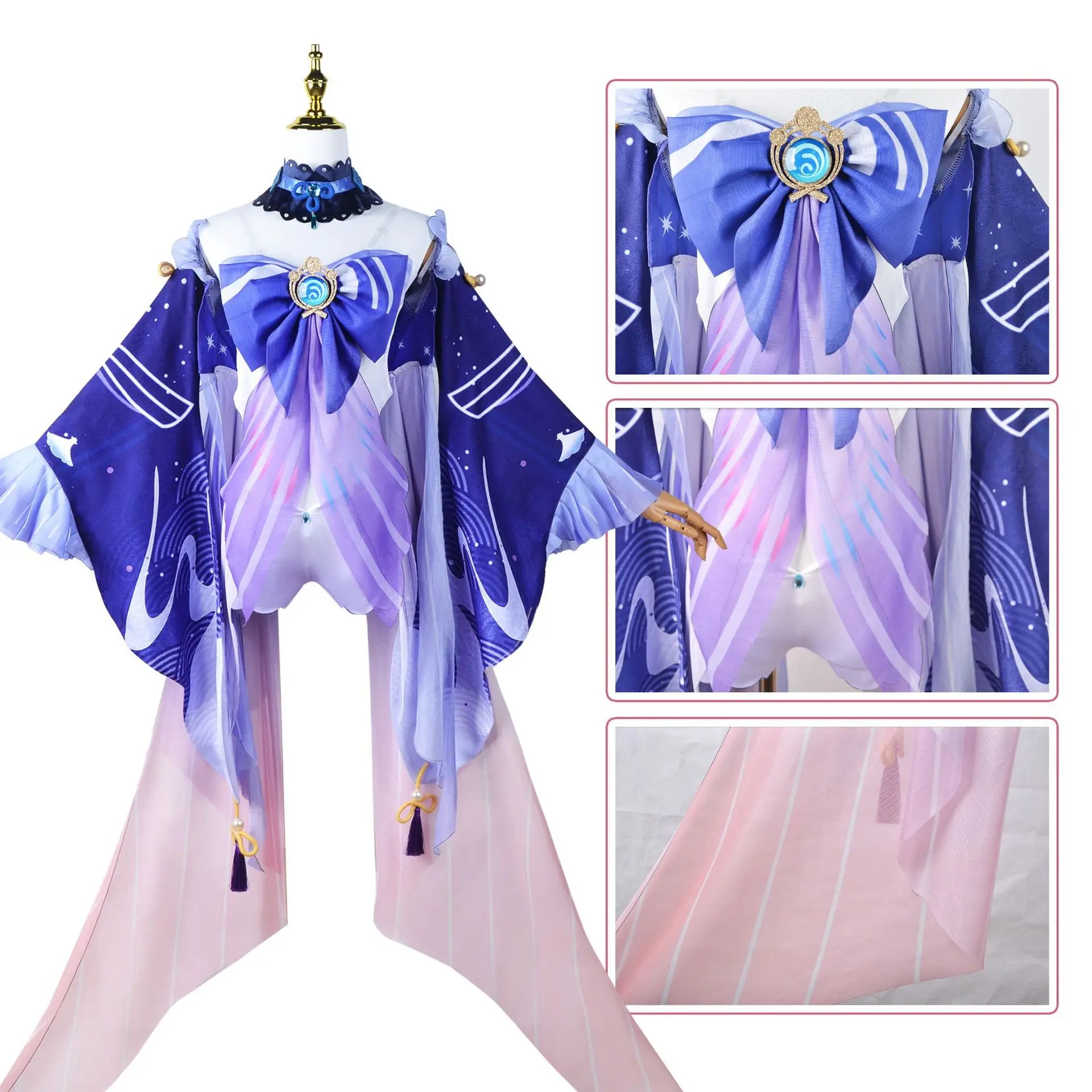 Genshin Impact Sangonomiya Kokomi Cosplay Costume Set Polyester Nylon