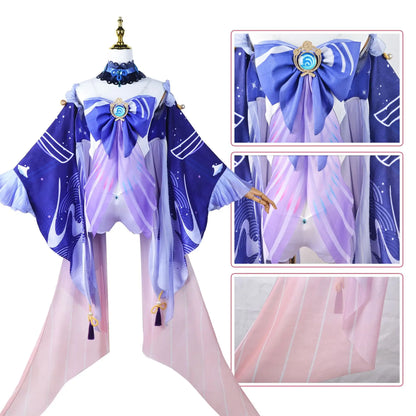 Genshin Impact Sangonomiya Kokomi Cosplay Costume Set Polyester Nylon