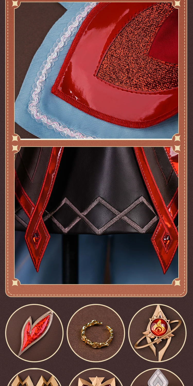 Genshin Impact Alice Cosplay Costume Wig Dress Headwear Ring Game Uniform Halloween Party for Women Girls Role Play Outfit Props