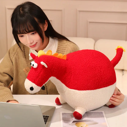 Cute Cartoon horse Plush Throw Pillow Toy Anime Stuffed Animals Round Fat Chubby Plushies Cushion Doll For Home Decor