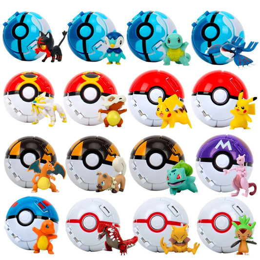 Pokemon Ball Pokeball Anime Figure Pikachu Charizard Squirtle Pocket Monster Elf Ball Toy Action Model Doll Toy Children Gift