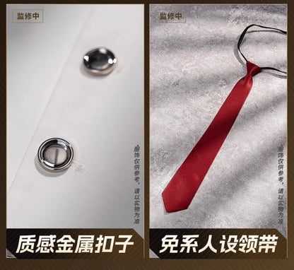 iCoser Anime To Be Hero X Cosplay Costume Wig Hero X Uniform White Suit Orange Glasses Tie Halloween Party for Women Men Props