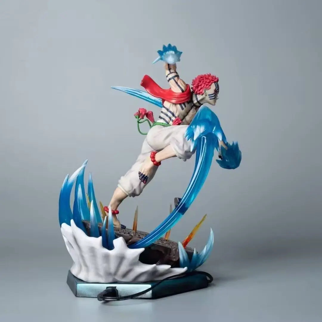 Demon Slayer Anime Agatsuma Zenitsu Figure Akaza Hakuji Figurine With Light Gk Statue Model Collection Room Decora Desk Toy Gift