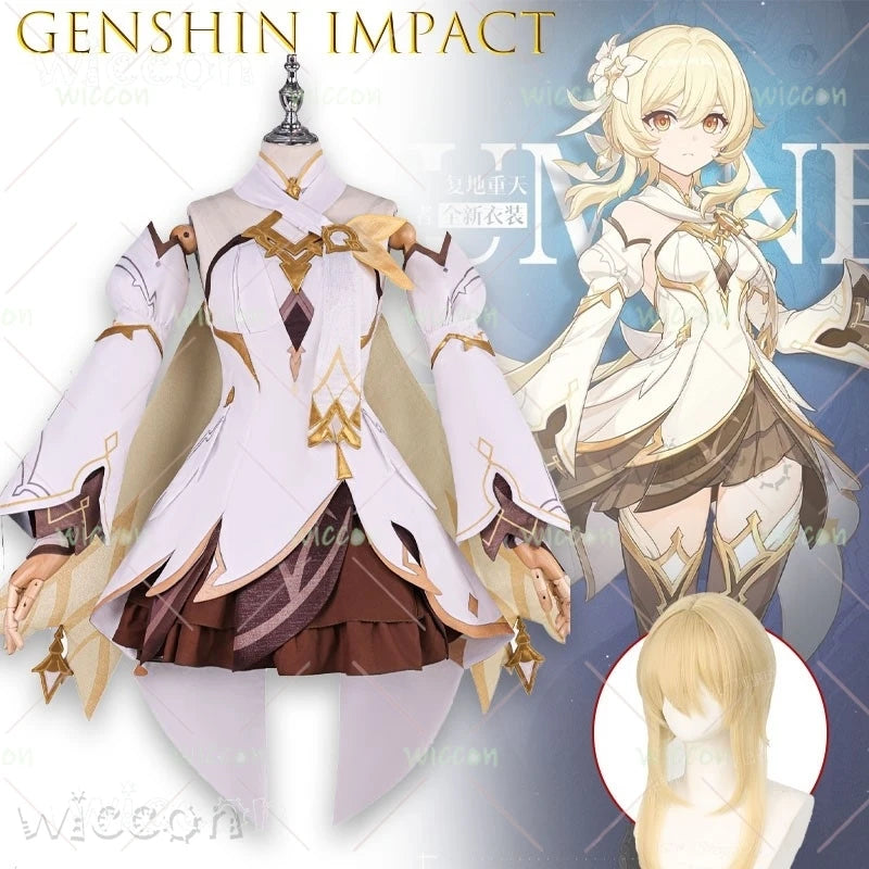 Genshin Impact Lumine Aether Costume Women Polyester Set - all / xs 36