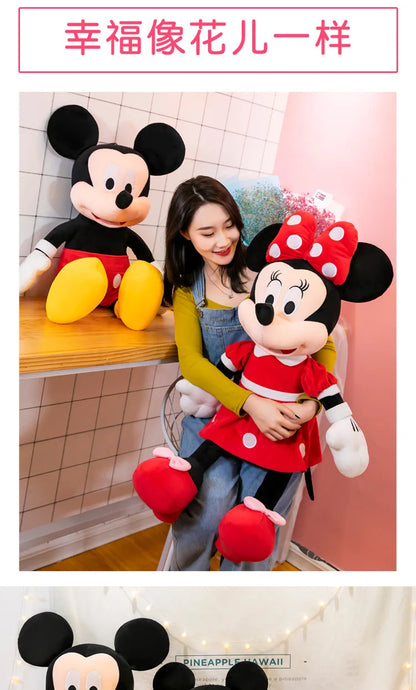 Disney 100cm Plush Mickey Minnie Doll Cartoon Cute Mouse Stuffed Toy for Kids Birthday Christmas Gift Large Hugging Pillow For