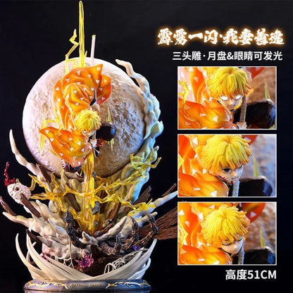 51cm Anime Figure Demon Slayer Agatsuma Zenitsu Model Doll Kimetsu No Yaiba Gk Action Figure Luminous Room Decor Adult Toy Gift