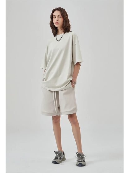 ZODF New Summer Solid Washed Cotton T-Shirts Streetwears For Men Unisex Retro High Street 275gsm Basic Tees Brand Tops HY0071