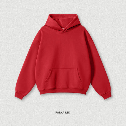 ZODF New 2024 Autumn Winter Men 345gsm Fleece Hoodies Unisex Women Relax Fit Warm Solid Hooded Pullovers Sweatshirts HY0863