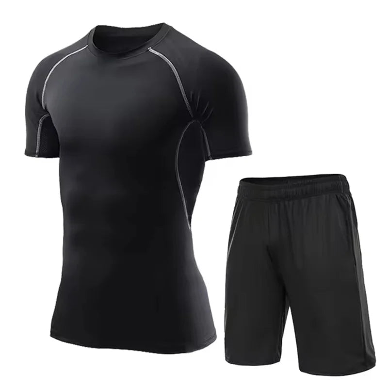 5 Fruit/Set Men’s Compression Sports Suits Gym Running Jogging Tight Training Pants - green / 4XL