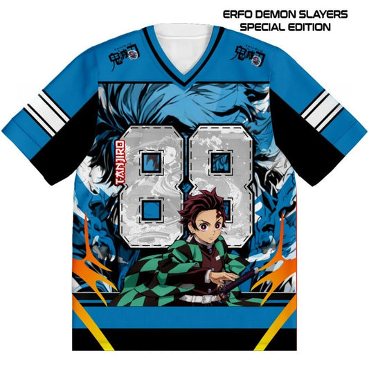 New Football Jerseys Japanese Anime Bandai Demon Slayer Tanjiro Nezuko T-shirt Sporty Street Loose for Men  Children Christmas