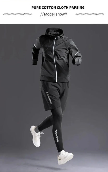 Men’s Sportswear Suit 1-5pcs – All-Season Running Cycling & Fitness Quick-Dry Track Set