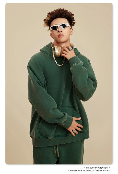 ZODF Winter Autum Men's Washed 400gsm Fleece Hoodies Unisex Couple Retro Oversized Ripped Hooded Sweatshirts Pullovers HY0652