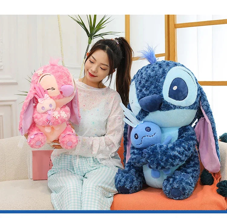 30/85cm Lilo and Stitch Disney Plush Toys Pink Kawaii Scrump Anime Cartoon Plushie Sakura Stich Dolls Soft Stuffed Gift for Kids