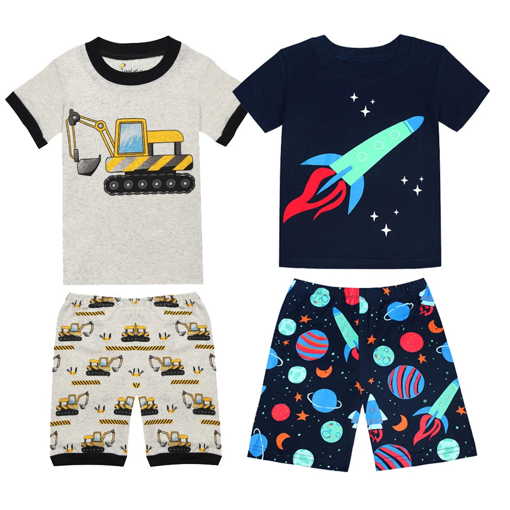 Fashion Boys Pajamas 2024 New Summer Short Sleeve Children's Clothing Sleepwear Cotton Pyjamas Sets For Kids 2 3 4 5 6 7 8 Years