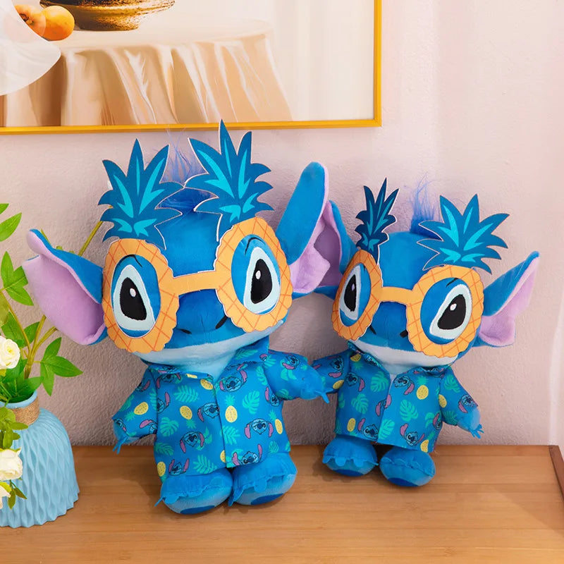Disney Kawaii Plush Toy Stitch with Sunglasses Cute Pineapple Doll for Kids Birthday Xmas Gift Stuffy Animal Plushie Soft Toy