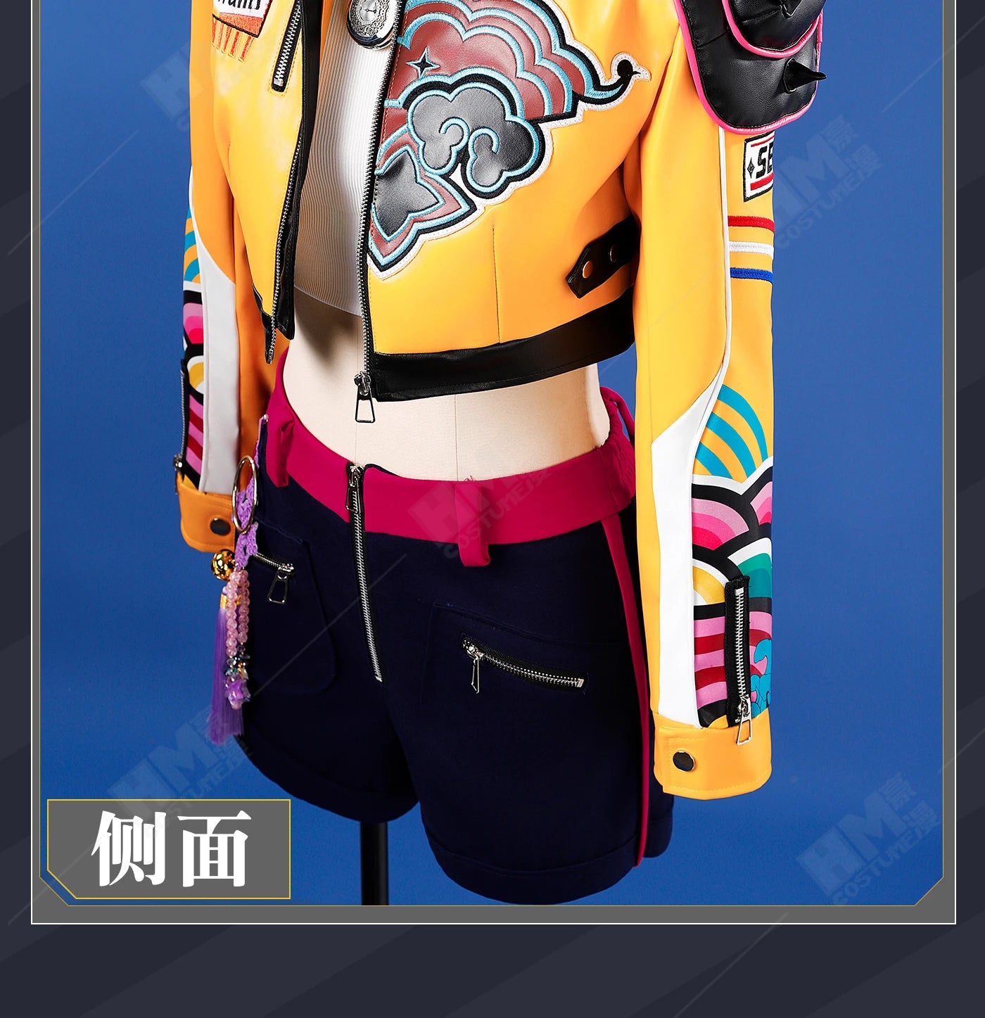 Anime KPop Demon Hunters Rumi Cosplay Costume Wig Yellow Leather Jacket Huntrix Uniform Halloween Party Women Girls Props iCoser