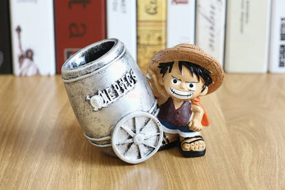 Anime One Piece Luffy Resin Office Pen Holders Collectible Monkey D Luffy 10cm Desk Pencil Pot Holder Action Figure Office Use
