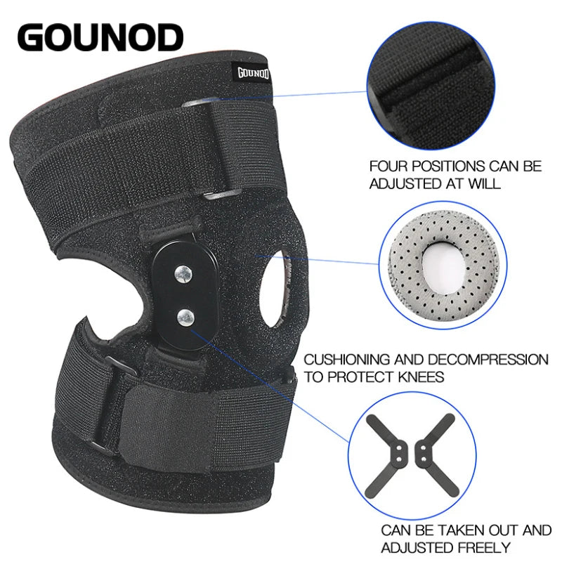 1pc Adjustable Hinged Knee Brace Knee Joint Brace Support Knee Stabilizer Knee Pad Patella Protector Arthritic Guard Pain Relief