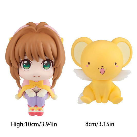 10cm Card Captor Sakura Anime Figure Look Up Kinomoto Sakura Action Figure Q Version Cerberus Figurine PVC Collection Model Toys