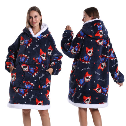 Oversized Hoodie Blanket for Adults Leopard Red Blue Black Fluffy TV Blanket Warm Thick Man Woman Winter Halloween Christmas Pjs