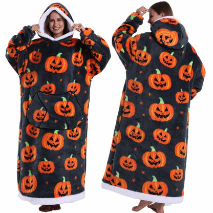 Woman Towel Robe Home Clothes Long Winter Warm Thick Bathrobe Soft Fluffy Pullovers Man Loungewear Pjs Oversized Hoodie Blanket