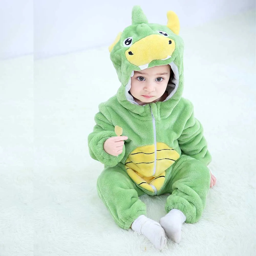 Baby Girl Romper Newborn 0 to 3 6 9 12 18 24 Months Winter Soft Warm Flannel Baby Rompers for Boy Clothes Kigurumi Cow Dinosaur