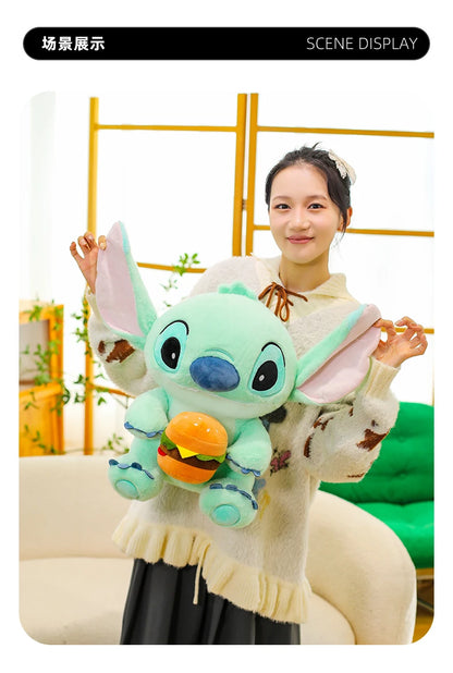 New 30/50cm Disney Kawaii Burger Stitch Plush Toy Cartoon Anime Needle Cute Sleeping Pillow Plush Doll Girl Holiday Gift