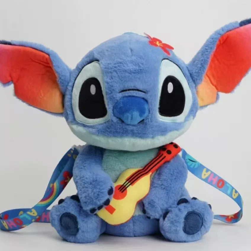27CM Lilo and Stitch Backpack Cartoon Disney Plush Toy Anime Stuffed Kawaii Soft Stich Doll Plushie Kids Bag Birthday Xmas Gifts