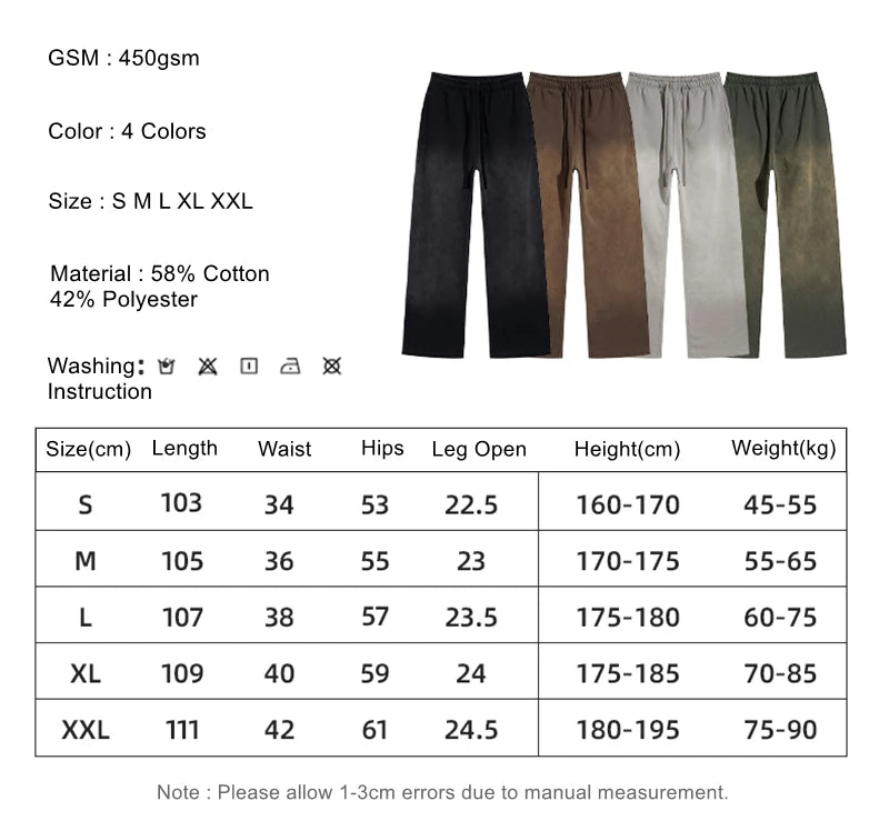 ZODF Retro Autumn Men's Washed Pants Retro Unisex Heavy Weight 450gsm Sports Knitted Straight Trouser Brand Clothes HY0916
