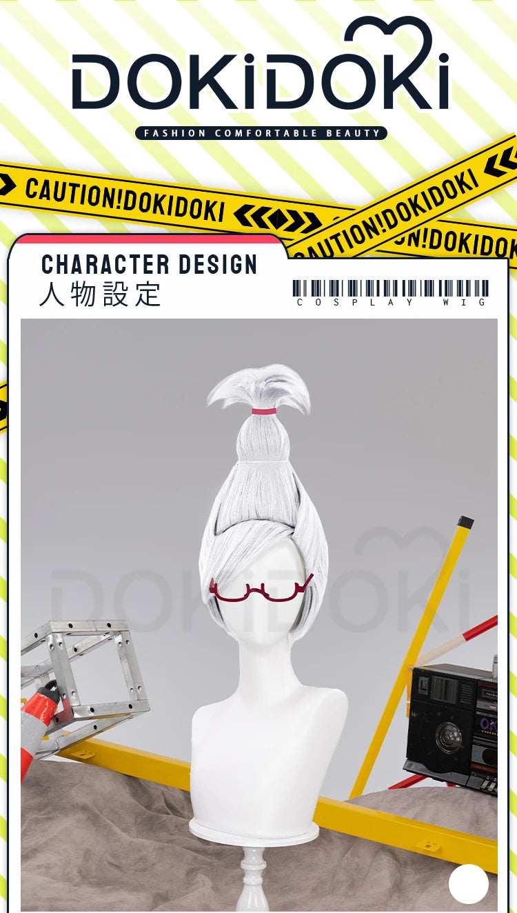 IN STOCK Seiko Ayase Wig Anime Dandadan Cosplay DokiDoki Halloween Grey Hair DAN DA DAN Seiko Glasses Ear Clips Patch Free Cap