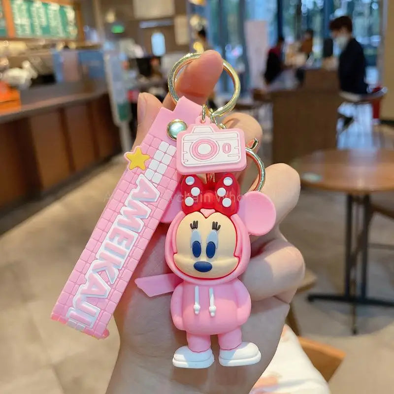 Anime Cartoon Disney Keychain Mickey Mouse Minnie Figure Keychains Donald Duck Piglet Key Chain Model Kids Toys Children Gift