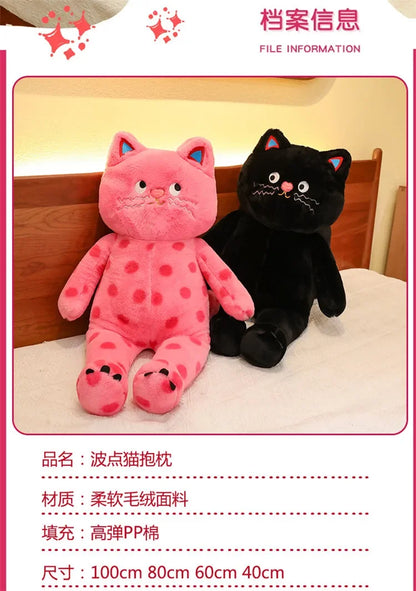 Cute Polka Dot Cat Plushie Doll Internet Famous Plush Toy Cat Doll Pillow Cushion for Girls Sleeping Gift Charming Skin-Friendly