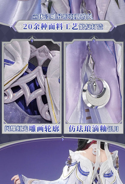 Genshin Impact Columbina Cosplay Costume Wig The Damselette Dress Eye Mask Headwear Metal Props Eleven Fatui Harbingers Women