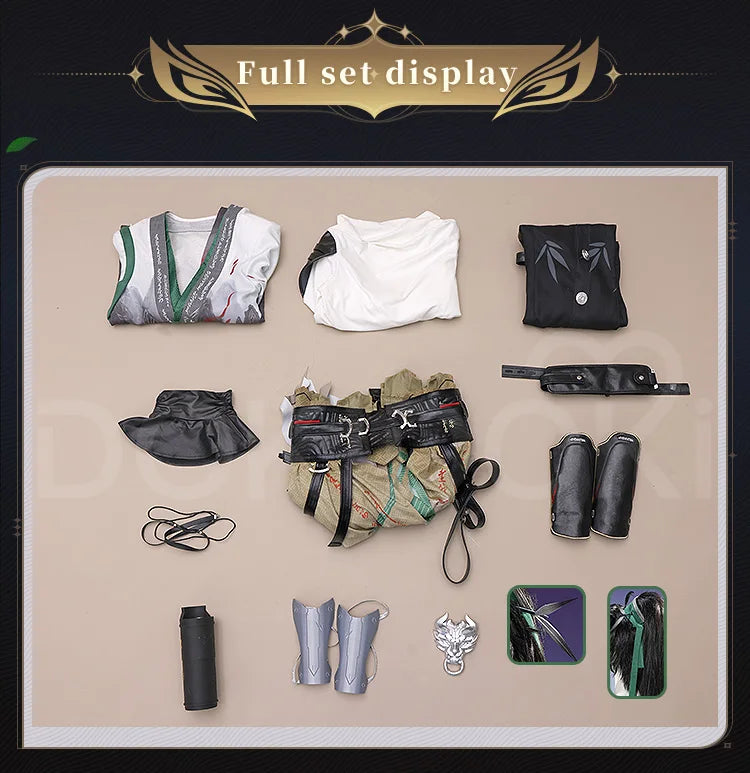 Qiuyuan Cosplay Costume Game Wuthering Waves DokiDoki-SR Men White Suits Wuthering Waves Qiuyuan Wig Cosplay Accessories