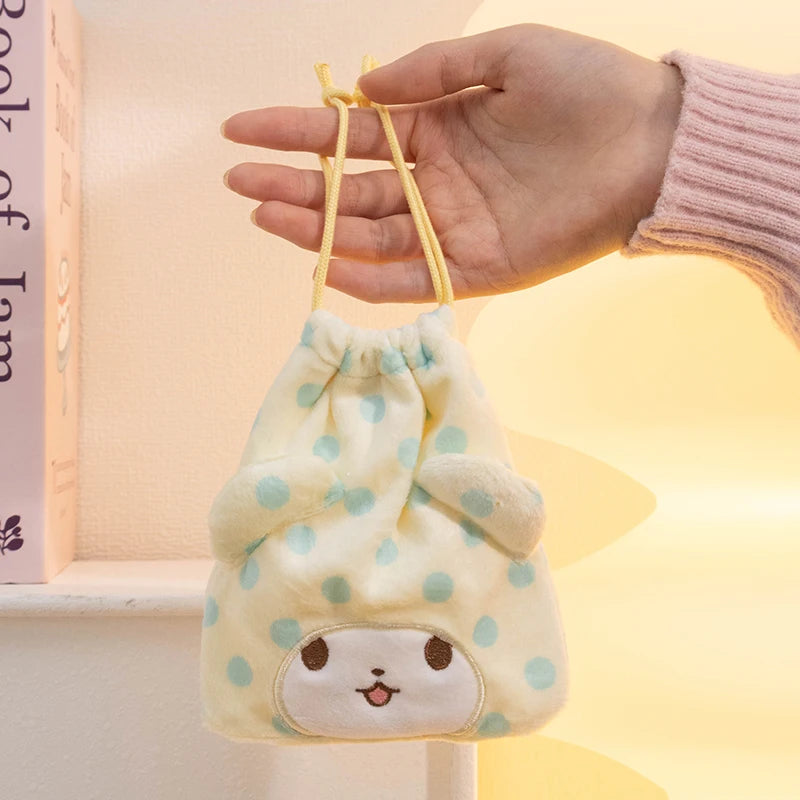 Sanrio Hello Kitty Kuromi Marumofubiyori Cogimyun Kawaii Character Plush Stuffed Toy Drawstring Cartoon Bag Change Purse Gifts
