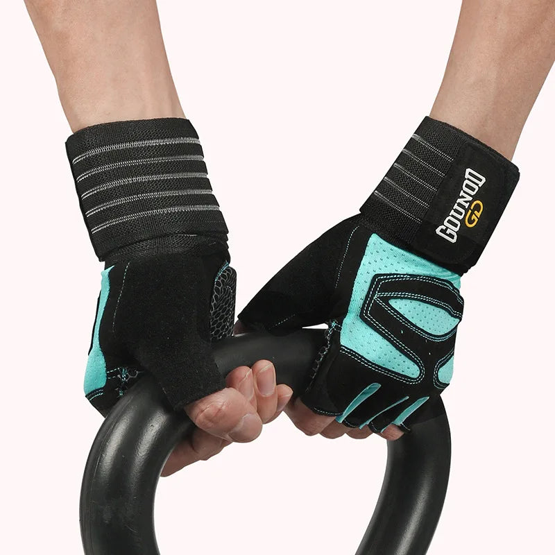 Gounod Weightlifting Gloves with Wristband Support – Breathable Anti-Slip Gym for Bodybuilding Powerlifting and Fitness