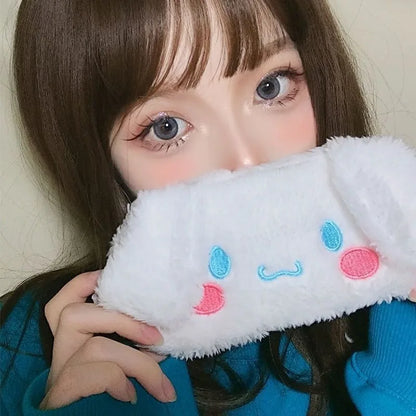 New Kawaii Sanrio Cinnamoroll Plush Eye Mask Anime Cinnamoroll Blackout Eye Mask Lunch Break Sleep Ladies Eye Protection