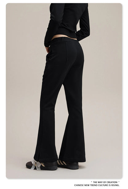 ZODF Women 2025 Autumn Sport Style Flared Pants Girls Female Mousse Muscle Sole Slimming Micro Yoga Trousers HY1095