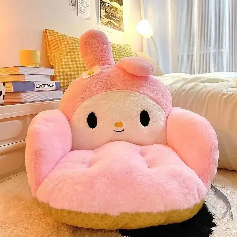 Aoger Big Size Cute Cinnamoroll Plush Half Surrounded Black Kuromi Cushion Backrest Dormitory Office Non-Slip Chair Cushion Toys