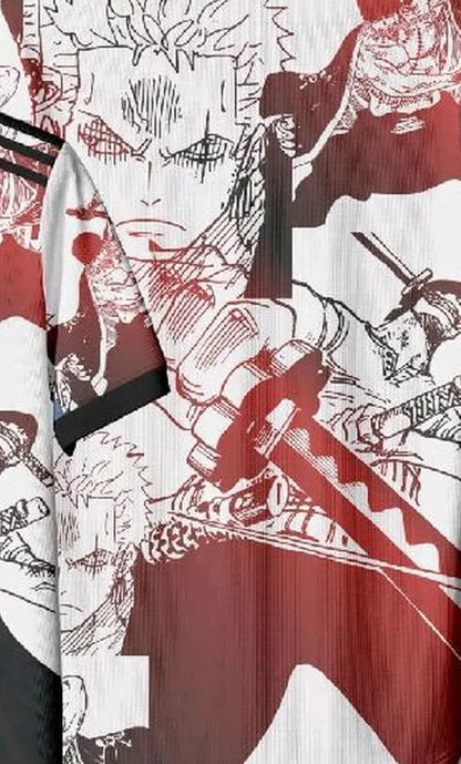 Anime Daily Unisex Tops Tees One Piece Zoro Anime Anime Korean Style Football Hockey T-shirt Jersey Summer Fashion Streetwear