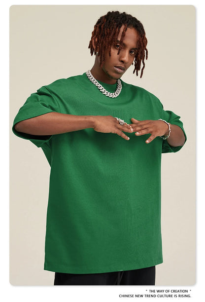 ZODF 2025 Heavy-Weight 425gsm 100% Cotton T-Shirts For Men Unisex Summer Oversized O-Neck Basic Solid T Shirt Brand Tees HY0485