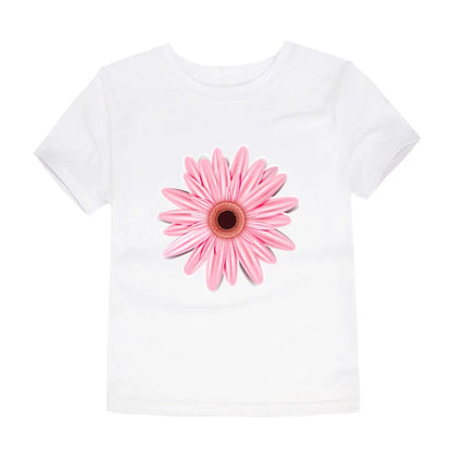Child Kids Tshirts for Girls Clothes 2024 New Summer Pink Red Blue Luxury Toddler Girl T Shirt Kawaii Unicorn Flower Korean Tees