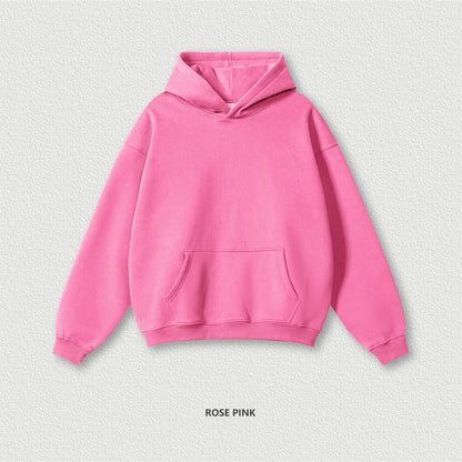 ZODF New 2024 Autumn Winter Men 345gsm Fleece Hoodies Unisex Women Relax Fit Warm Solid Hooded Pullovers Sweatshirts HY0863